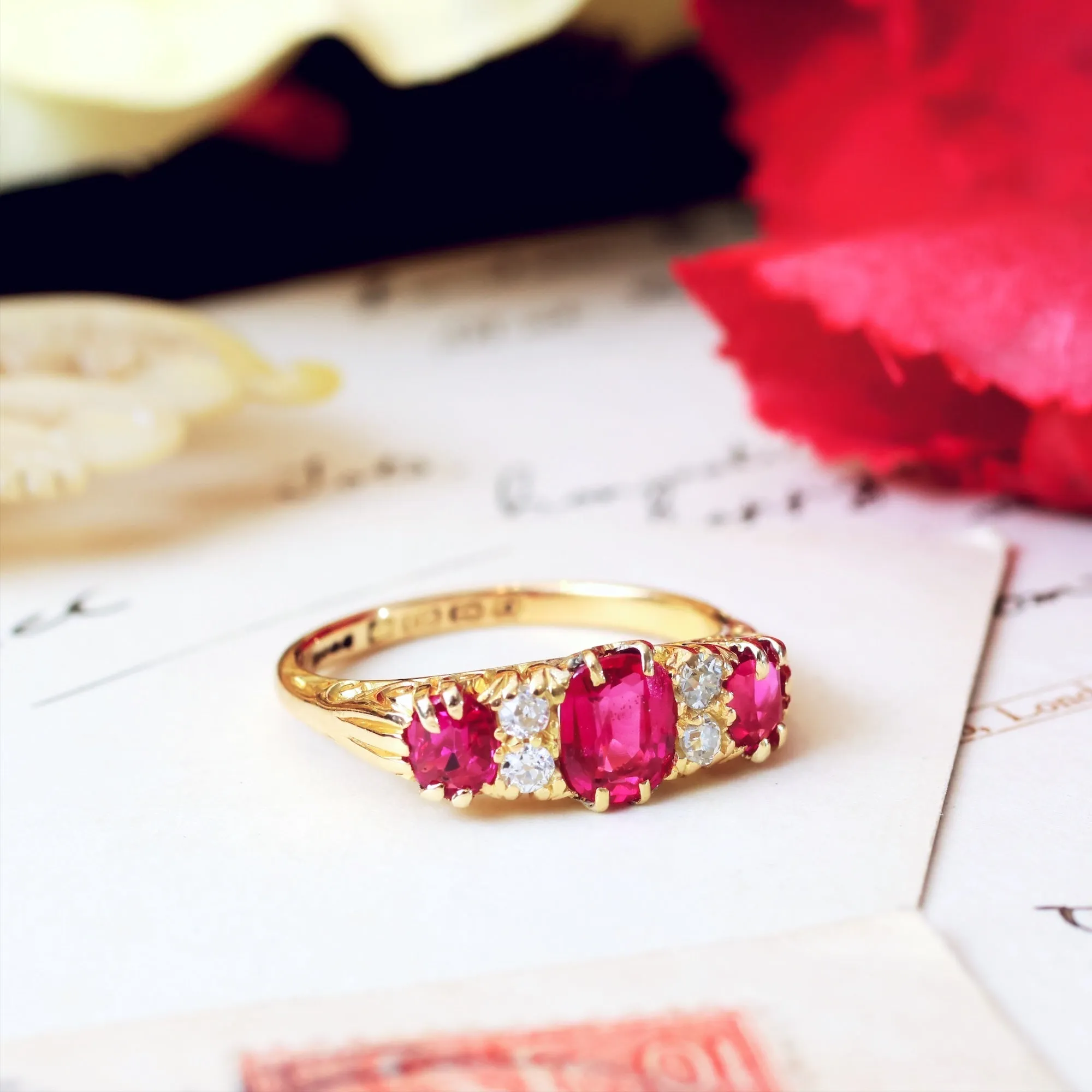 Antique Date 1913 Verneuil Ruby & Diamond Ring