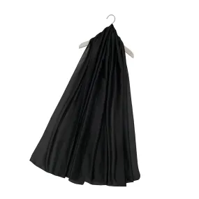 Black Silk Occasion Shawl Scarf Black