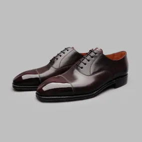 Cap Toe Oxford in Burgundy Calf Leather