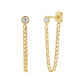 Cuban Link Drop Chain Diamond Earring