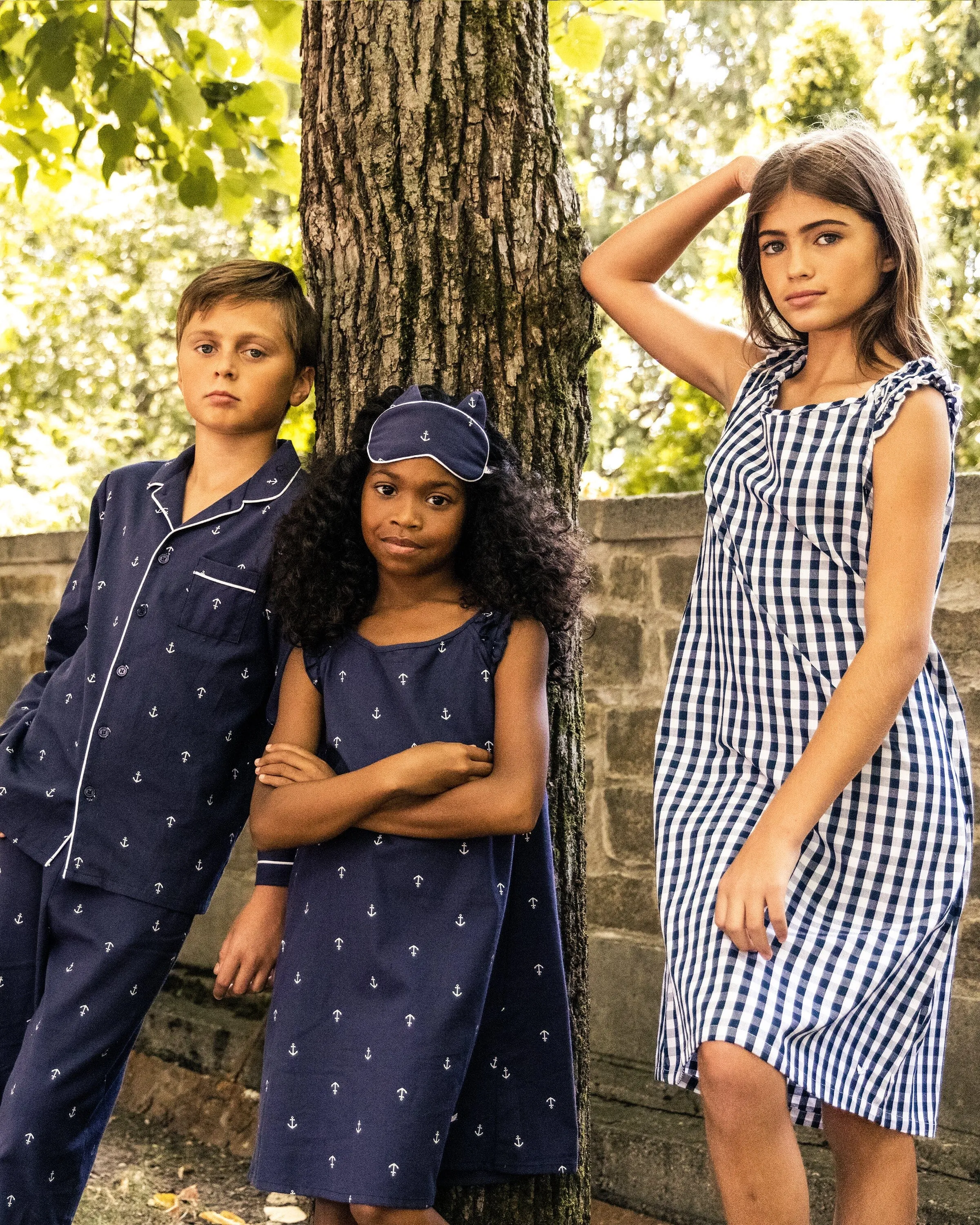 Girl's Twill Amelie Nightgown | Navy Gingham