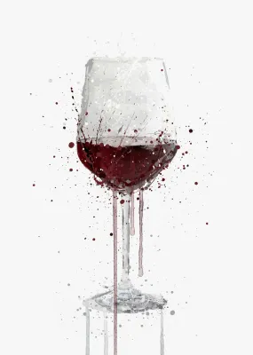 Red Wine Glass Wall Art Print